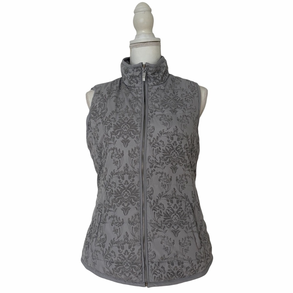 db established 1962 Gray Damask Patterned Full-Zip Front Vest Women’s Small